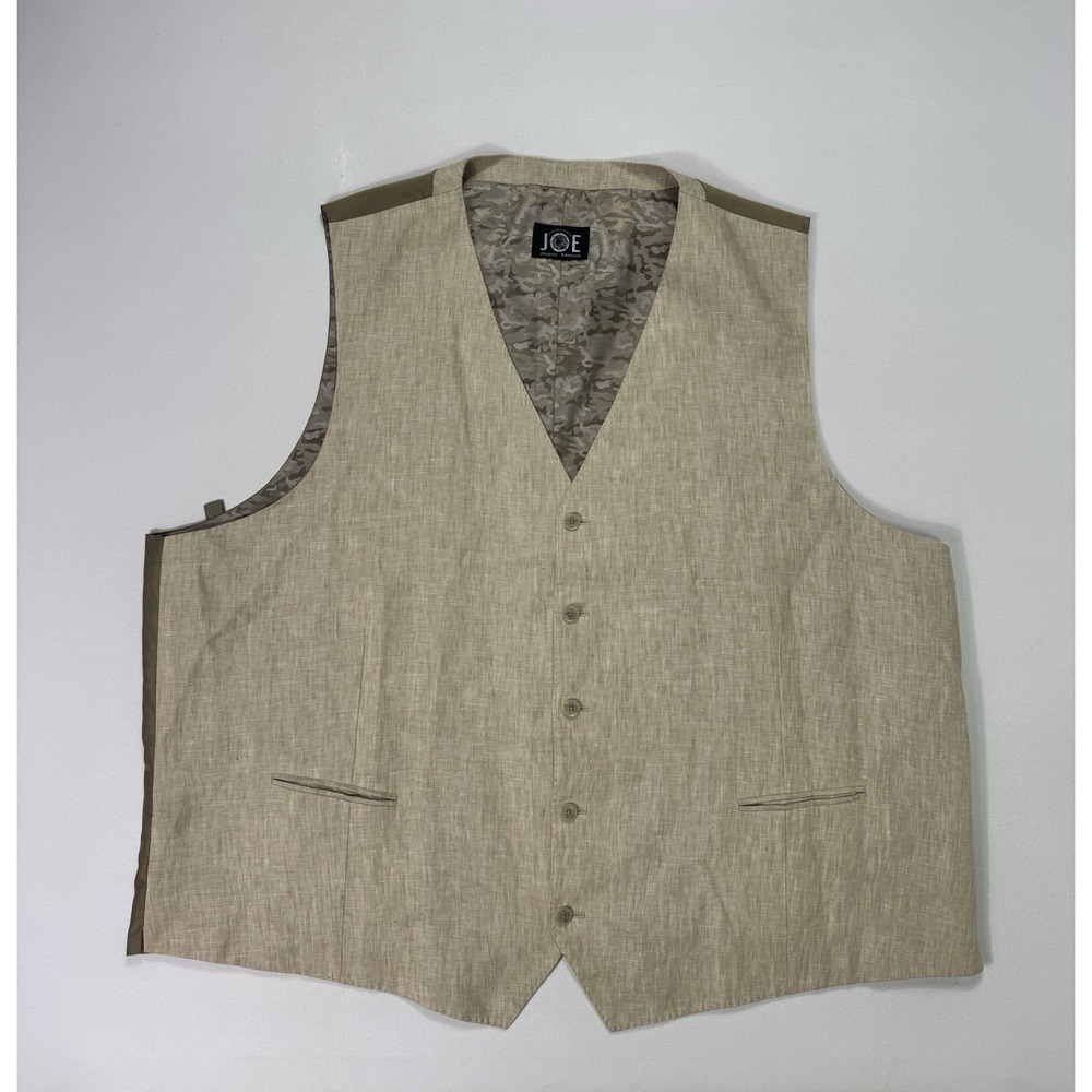 Joseph Abboud Linen Vest Tan 6XL Big Tall 5 Button Formal Waistcoat Lightweight